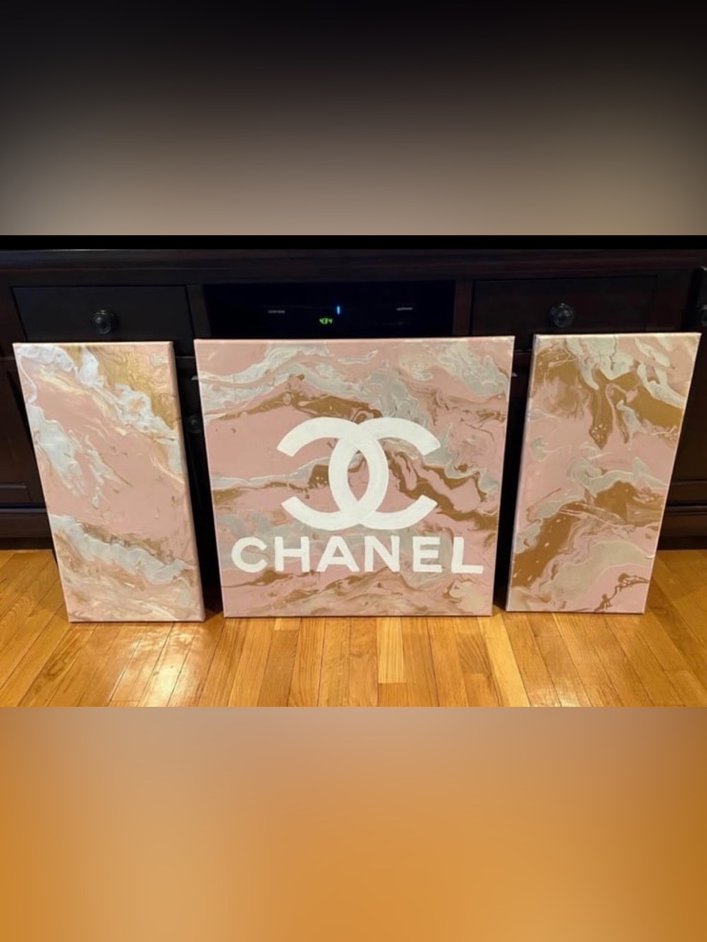 CHANEL Canvas Wall Art in Pink and Gold